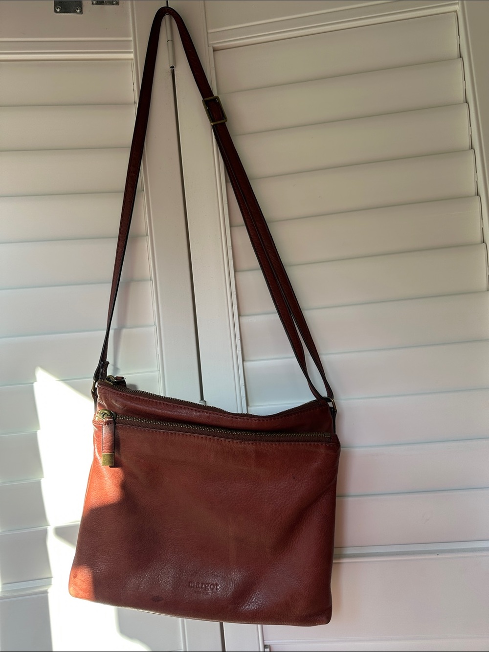 Margot Leather Crossbody Bag in Reddish Brown